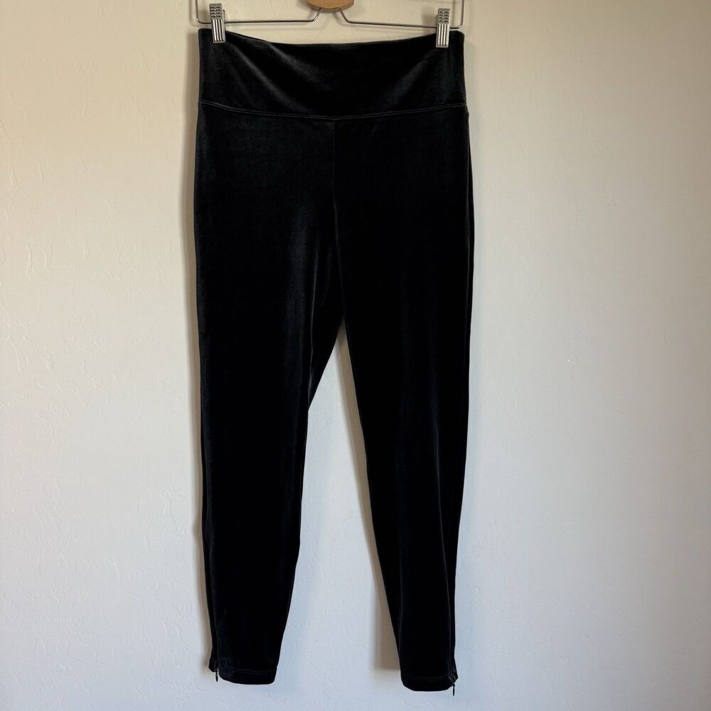 American Eagle Outfitters Dark Gray Velvet Leggings Zip Ankle Chic Holiday Large